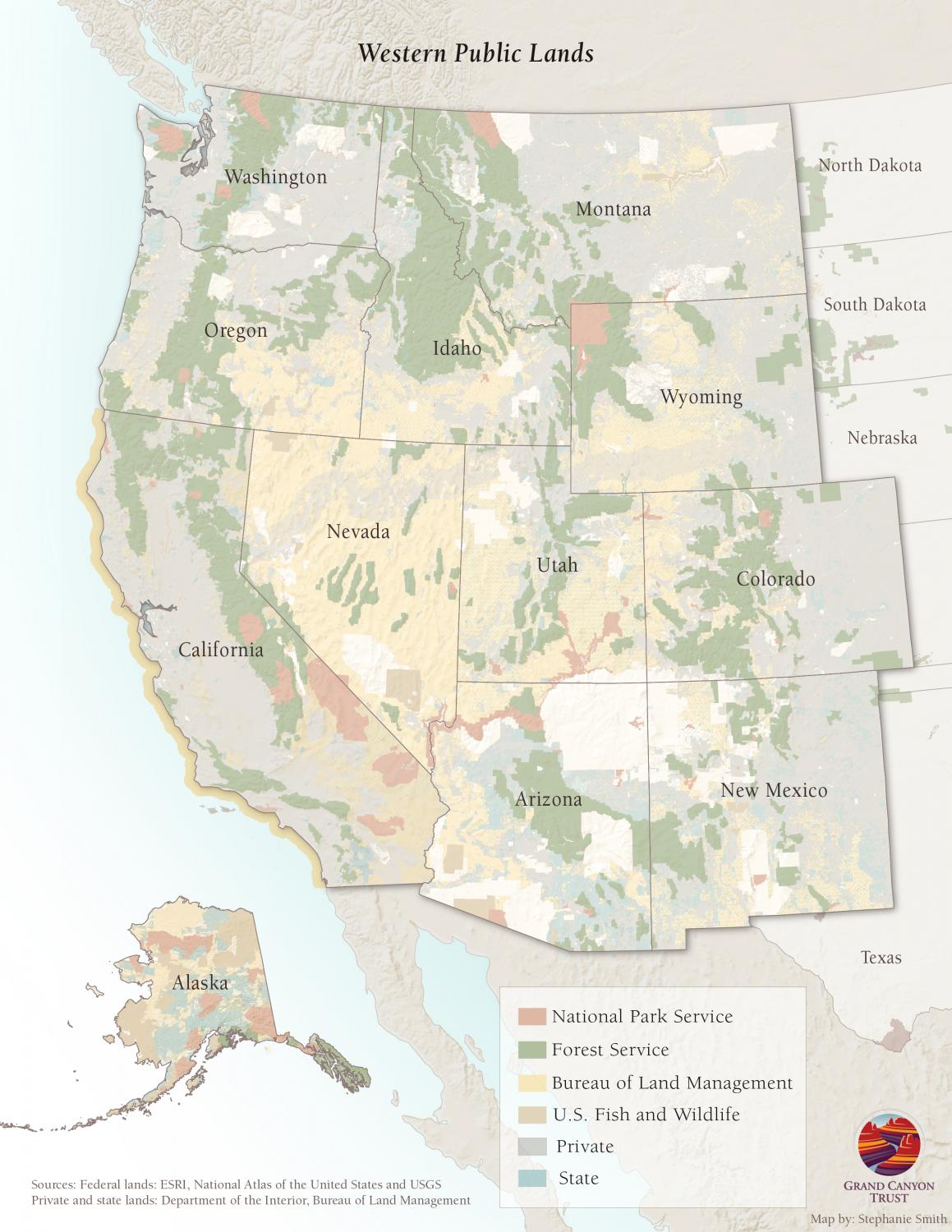 Map of public lands in the western United States.