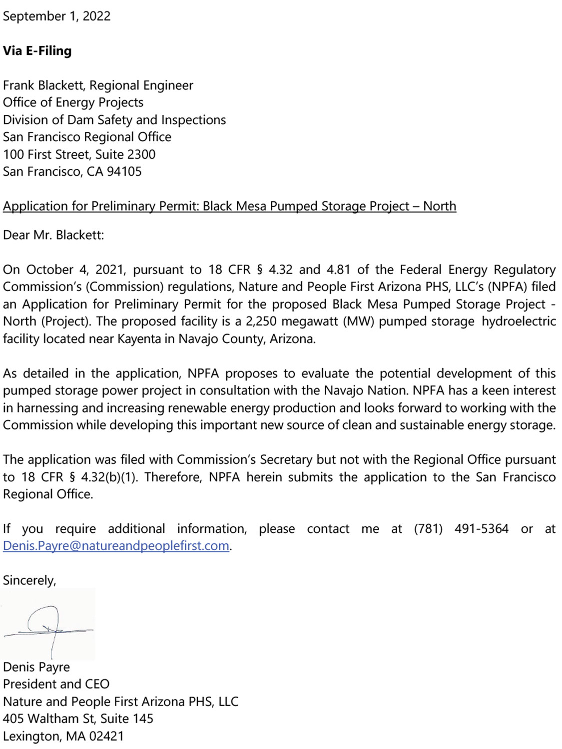 View the application for Black Mesa North