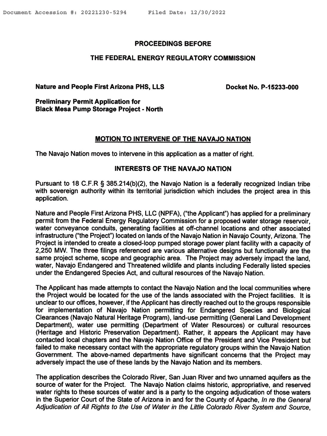 Navajo Nation motion to intervene