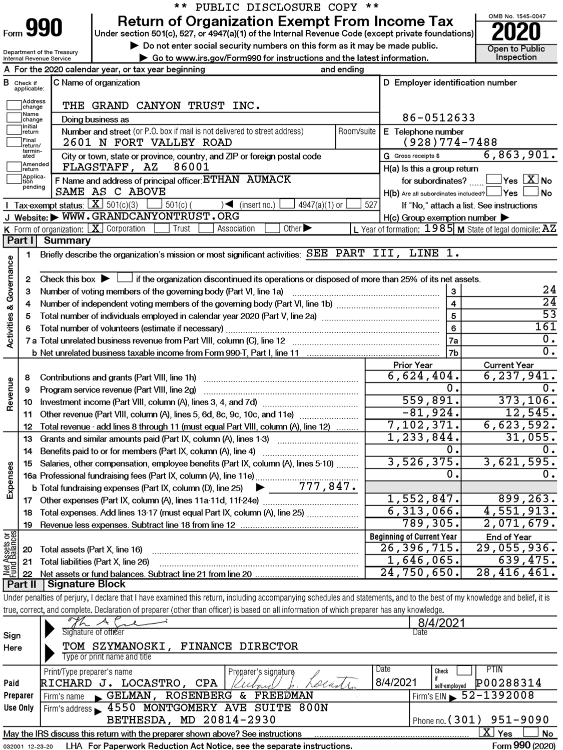 The Trust's tax form 990 