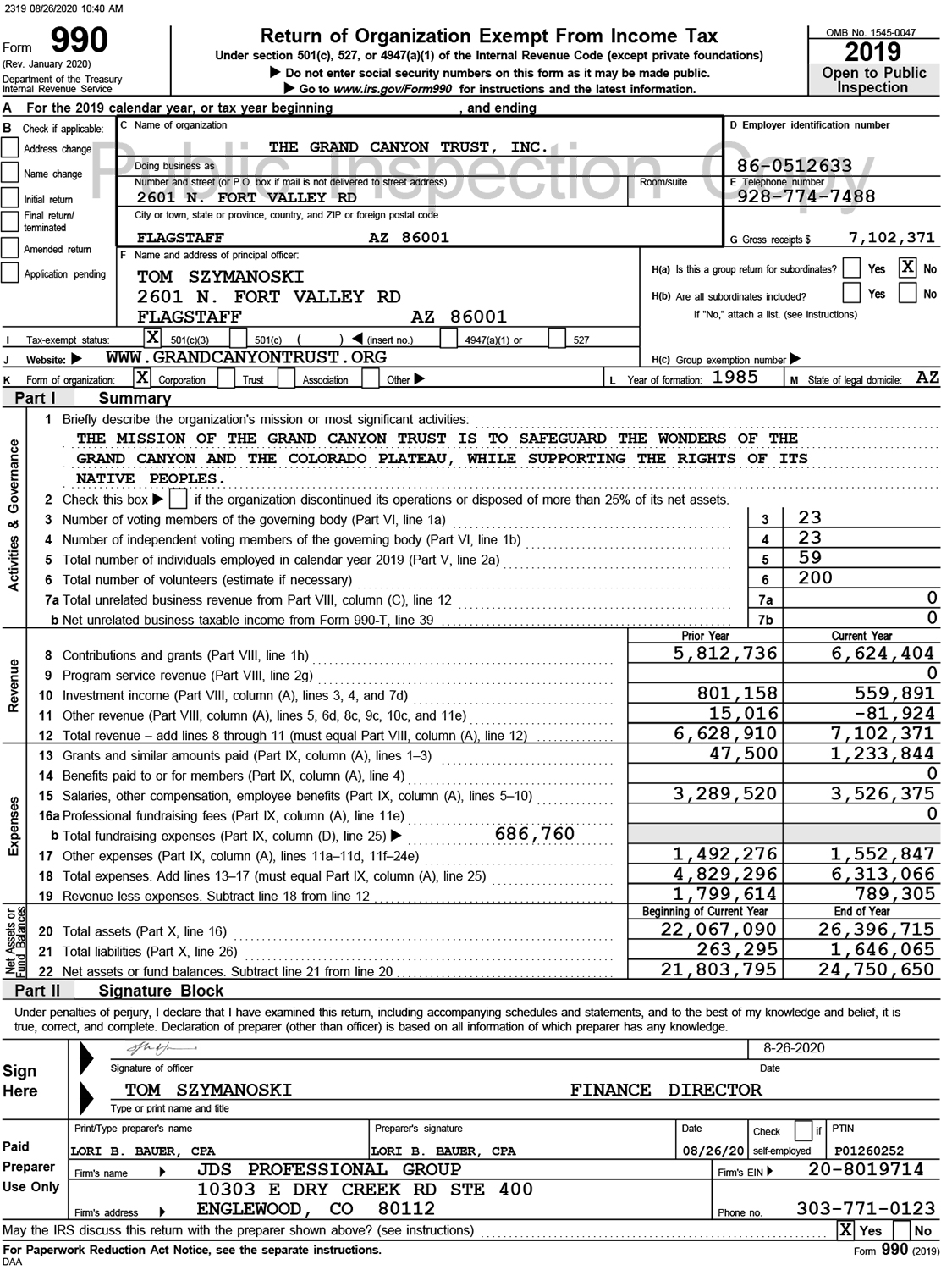 View the Trust's 990 tax form
