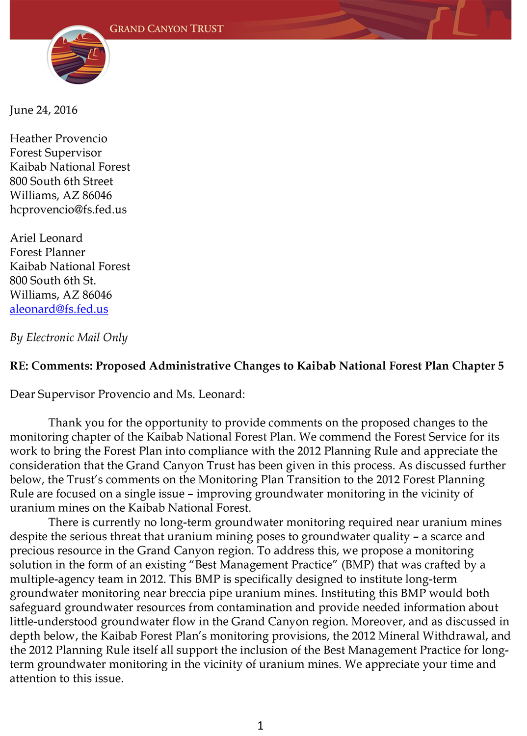 Kaibab National Forest plan change comments