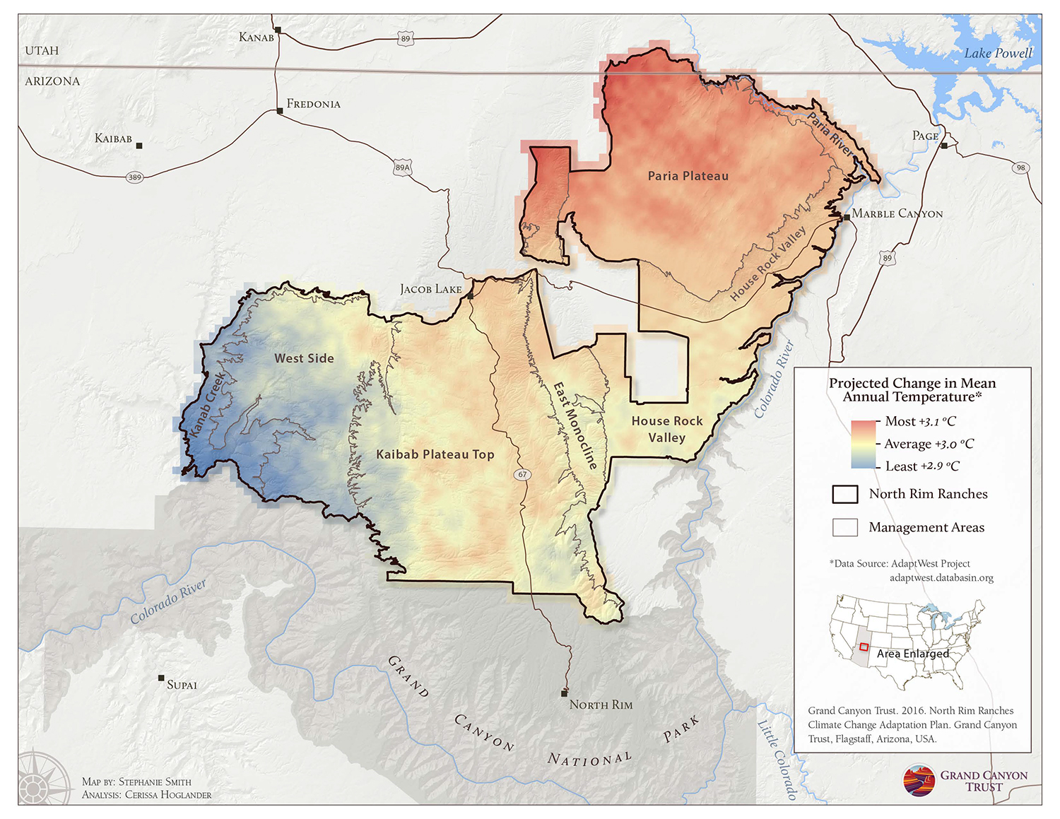 North Rim Ranches projected temperatures