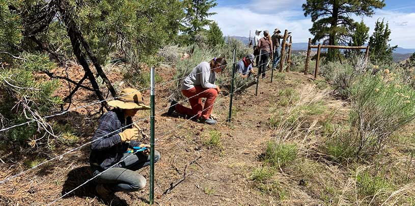 Volunteers build a fence near Escalante, Utah in 2022.