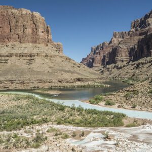 Turquoise Little Colorado River meets the mainstem Colorado river (green) in the Grand Canyon