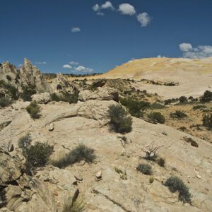 An expanse of slickrock looking toward Yellow Rock