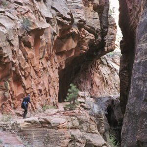 A narrow passageway through sandstone