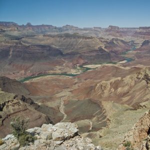 A view of the wide part of the canyon called Furnace Flats visible from the Tanner Trail