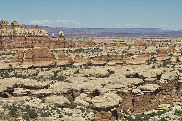 A view of white and orange sandstone.