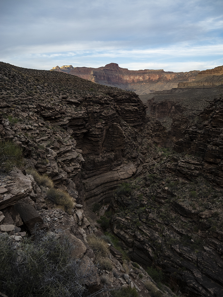 A side canyon cuts through the Tapeats sandstone