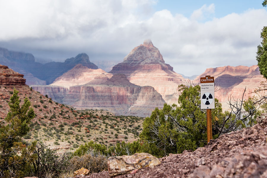 A radiation warning sign in the Grand Canyon, a reminder of the uranium legacy in the Southwest